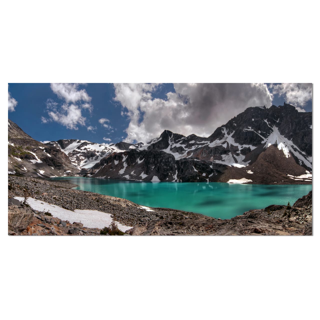 Designart - Distant Mountains and Mountain Lake - Landscape Canvas Art Print